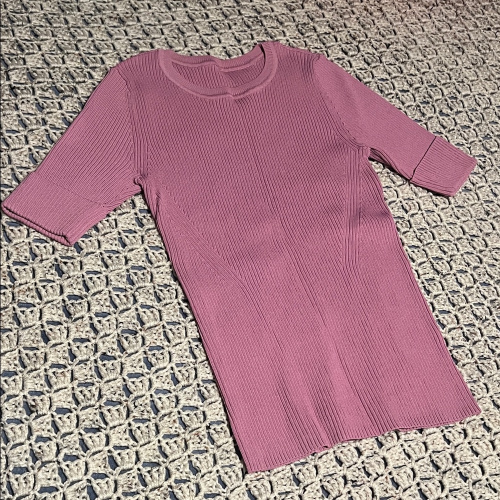Pink Ribbed Knit Top. White House Black Market.